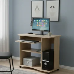 Scrivania Marrone un Cassetto un Vano 80x50x75h cm, Supporto pc - Mezzo