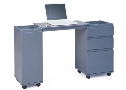 Scrivania/mobile allungabile con cassetti e contenitore in MDF laccato grigio