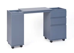 Scrivania/mobile allungabile con cassetti e contenitore in MDF laccato grigio