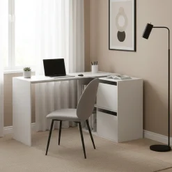 Ufficio|Camera Da Letto > Dmora Scrivania modulabile bianca 152x49cm con libreria - Ascona Bianco