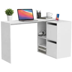 Ufficio|Camera Da Letto > Dmora Scrivania modulabile bianca 152x49cm con libreria - Ascona Bianco