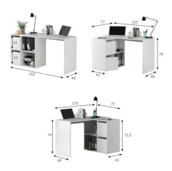 Ufficio|Camera Da Letto > Dmora Scrivania modulabile bianca 152x49cm con libreria - Ascona Bianco