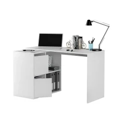 Ufficio|Camera Da Letto > Dmora Scrivania modulabile bianca 152x49cm con libreria - Ascona Bianco