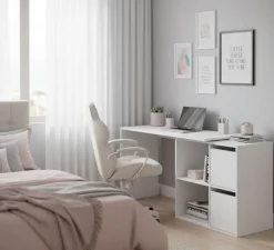 Ufficio|Camera Da Letto > Dmora Scrivania modulabile bianca 152x49cm con libreria - Ascona Bianco