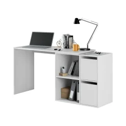 Ufficio|Camera Da Letto > Dmora Scrivania modulabile bianca 152x49cm con libreria - Ascona Bianco