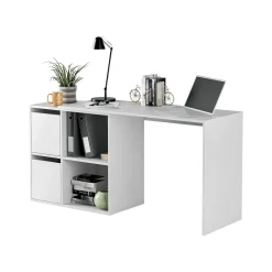 Ufficio|Camera Da Letto > Dmora Scrivania modulabile bianca 152x49cm con libreria - Ascona Bianco