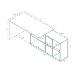 Scrivania modulabile bianca e antracite 136x139cm con libreria - Abby