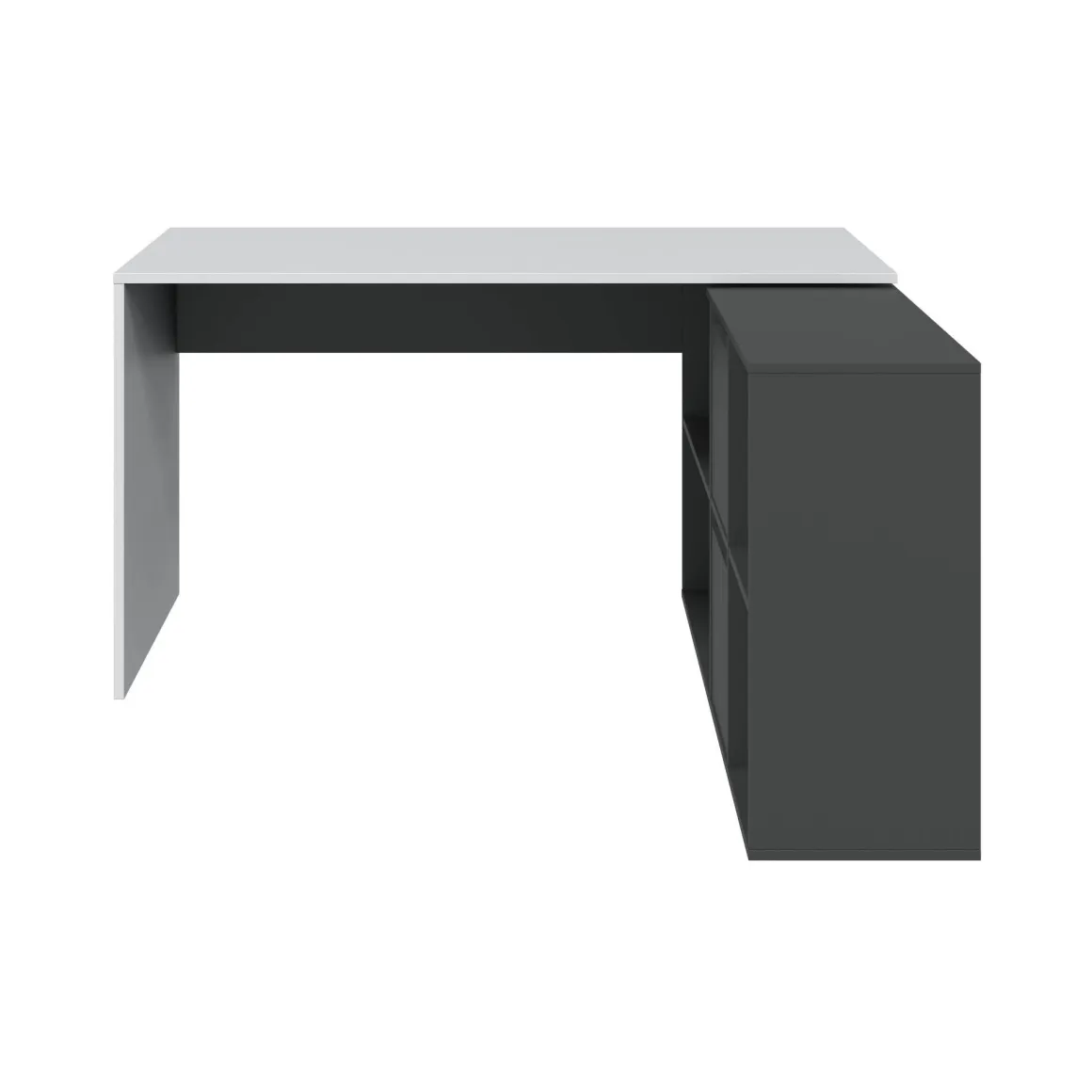 Scrivania modulabile bianca e antracite 136x139cm con libreria - Abby