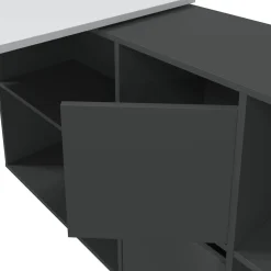 Scrivania modulabile bianca e antracite 136x139cm con libreria - Abby