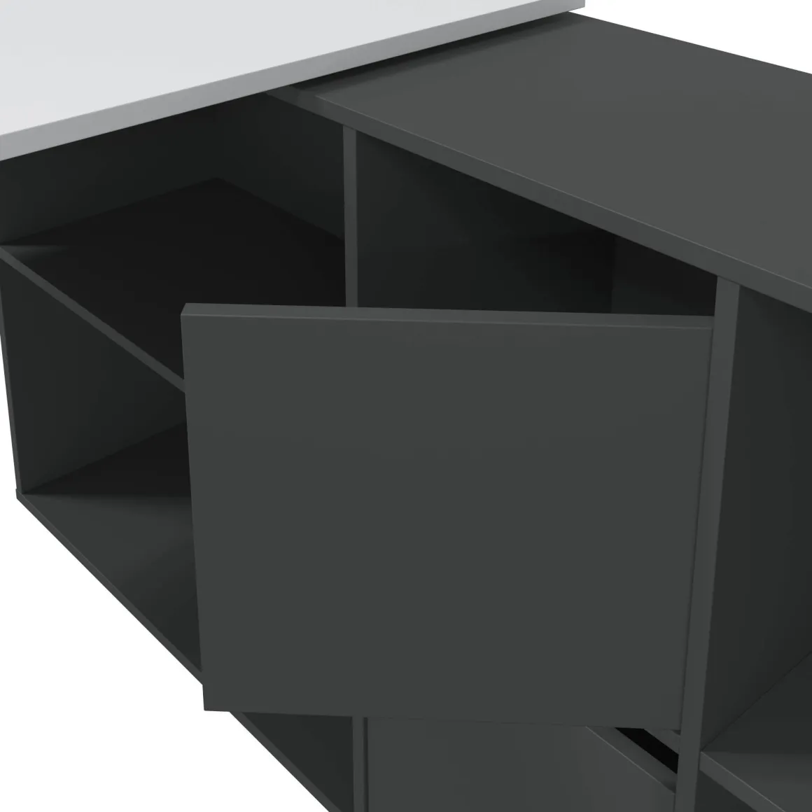 Scrivania modulabile bianca e antracite 136x139cm con libreria - Abby
