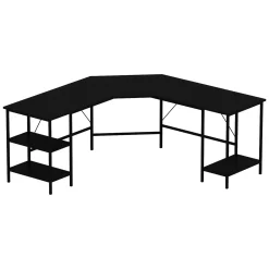 Scrivanie > Dmora Scrivania Angolare 4 Ripiani 180x60x76h cm, 3 Vani - Arcano Nero