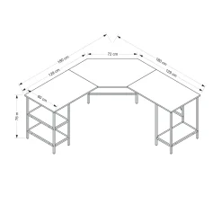 Scrivanie > Dmora Scrivania Angolare 4 Ripiani 180x60x76h cm, 3 Vani - Arcano Nero