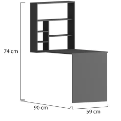 Scrivania Nero Antracite 5 Ripiani 6 Vani 59x90x74h cm, con Libreria - Veglio