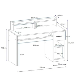 Scrivanie > Dmora Scrivania 6 Ripiani Un'anta 120x55x74h cm, 7 Vani - Donnas Nero Antracite