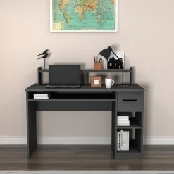 Scrivanie > Dmora Scrivania 6 Ripiani Un'anta 120x55x74h cm, 7 Vani - Donnas Nero Antracite