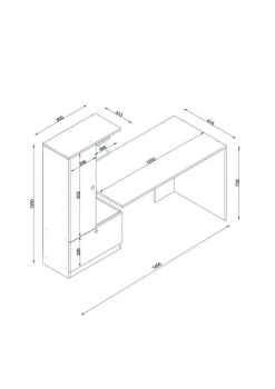 Scrivania No bianca e noce 149x61cm con libreria - Sordio