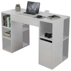 Scrivanie > Dmora Scrivania No bianca 145x59cm con libreria - Carife Bianco
