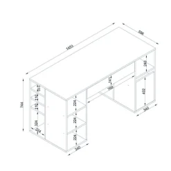 Scrivanie > Dmora Scrivania No bianca 145x59cm con libreria - Carife Bianco