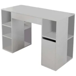 Scrivanie > Dmora Scrivania No bianca 145x59cm con libreria - Carife Bianco