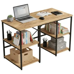 Scrivanie > Dmora Scrivania No quercia 160x60cm con libreria - Galbiate Marrone Quercia