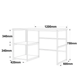 Scrivanie > Dmora Scrivania No quercia 160x60cm con libreria - Galbiate Marrone Quercia
