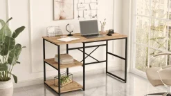 Scrivanie > Dmora Scrivania No quercia 160x60cm con libreria - Galbiate Marrone Quercia