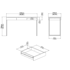 Scrivanie > Dmora Scrivania Pascale, Scrittoio multiuso, Tavolo per ufficio porta PC, Piano di lavoro, 126x52 h77 cm, Bianco Grigio, Bianco