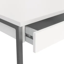 Scrivanie > Dmora Scrivania Pascale, Scrittoio multiuso, Tavolo per ufficio porta PC, Piano di lavoro, 126x52 h77 cm, Bianco Grigio, Bianco