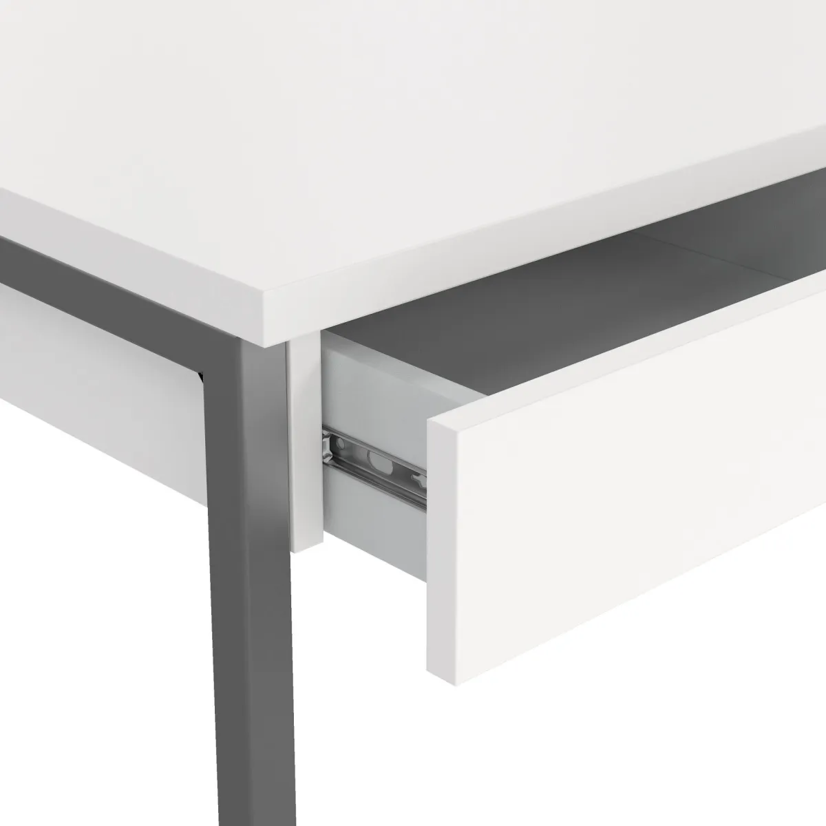 Scrivanie > Dmora Scrivania Pascale, Scrittoio multiuso, Tavolo per ufficio porta PC, Piano di lavoro, 126x52 h77 cm, Bianco Grigio, Bianco