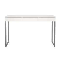 Scrivanie > Dmora Scrivania Pascale, Scrittoio multiuso, Tavolo per ufficio porta PC, Piano di lavoro, 126x52 h77 cm, Bianco Grigio, Bianco