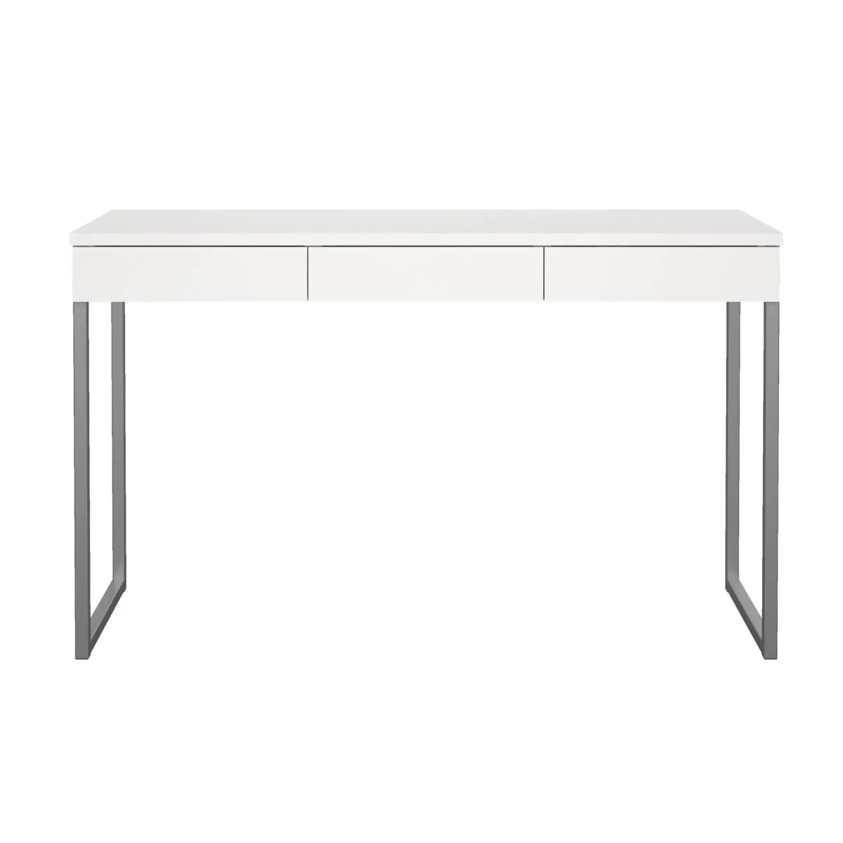 Scrivanie > Dmora Scrivania Pascale, Scrittoio multiuso, Tavolo per ufficio porta PC, Piano di lavoro, 126x52 h77 cm, Bianco Grigio, Bianco