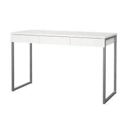 Scrivanie > Dmora Scrivania Pascale, Scrittoio multiuso, Tavolo per ufficio porta PC, Piano di lavoro, 126x52 h77 cm, Bianco Grigio, Bianco