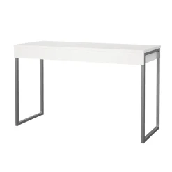 Scrivanie > Dmora Scrivania Pascale, Scrittoio multiuso, Tavolo per ufficio porta PC, Piano di lavoro, 126x52 h77 cm, Bianco Grigio, Bianco