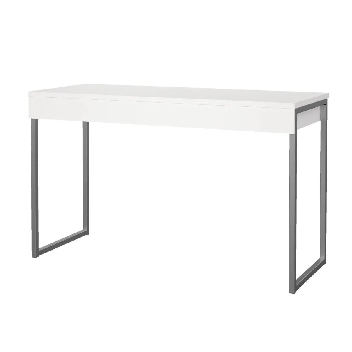 Scrivanie > Dmora Scrivania Pascale, Scrittoio multiuso, Tavolo per ufficio porta PC, Piano di lavoro, 126x52 h77 cm, Bianco Grigio, Bianco