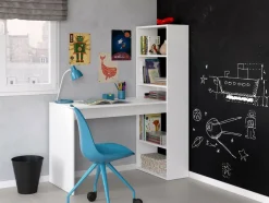 Ufficio|Camera Da Letto > Dmora Scrivania salvaspazio bianca e legno 120x53cm con libreria - Ali Marrone, Bianco Rovere