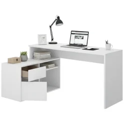 Ufficio|Camera Da Letto > Dmora Scrivania ufficio bianca 139x92cm con 1 cassetto - Andor Bianco