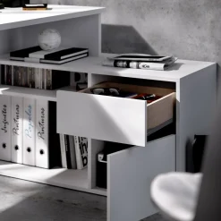Ufficio|Camera Da Letto > Dmora Scrivania ufficio bianca 139x92cm con 1 cassetto - Andor Bianco