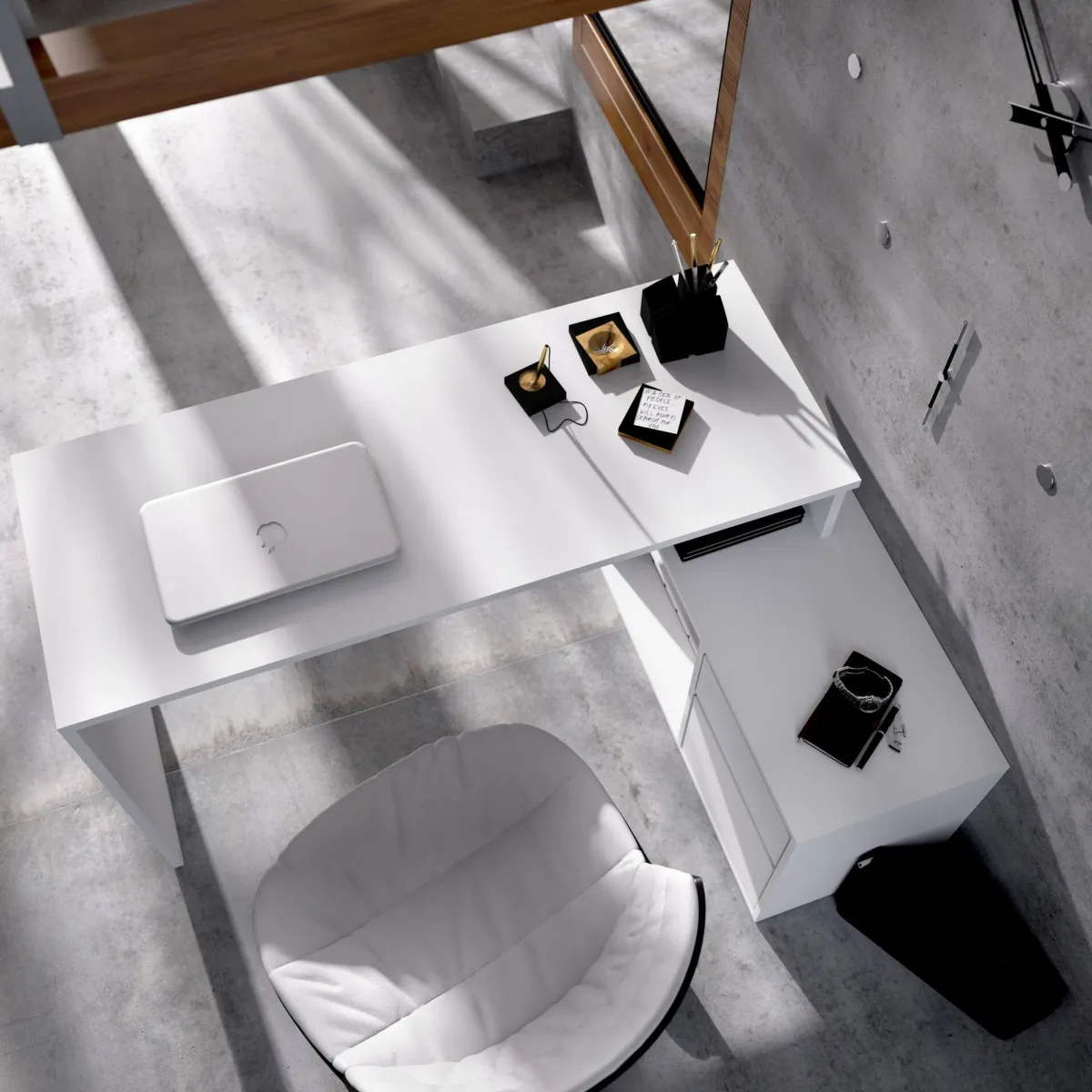Ufficio|Camera Da Letto > Dmora Scrivania ufficio bianca 139x92cm con 1 cassetto - Andor Bianco
