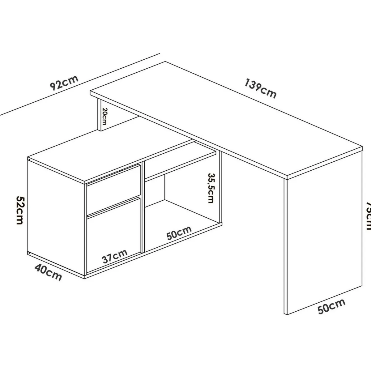 Ufficio|Camera Da Letto > Dmora Scrivania ufficio bianca 139x92cm con 1 cassetto - Andor Bianco