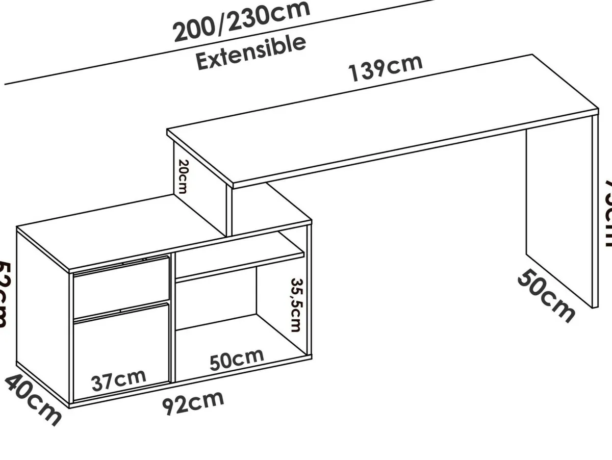 Ufficio|Camera Da Letto > Dmora Scrivania ufficio bianca 139x92cm con 1 cassetto - Andor Bianco