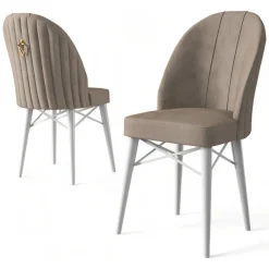 Sedia Beige Bianco 6 Sedie Imbottito, Peso Supportato 120 kg - Perillis