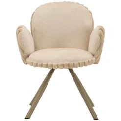 Sedie > Dmora Sedia Bianco Crema Beige 2 Sedie Imbottito, Sfumatura Colore Struttura Crema - Zans Beige, Bianco Crema