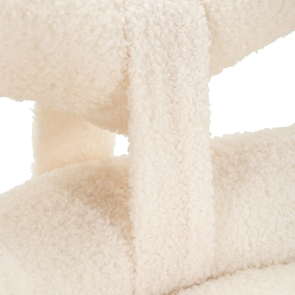 Sedie > Dmora Sedia Bianco Crema Grigio una Sedia Seduta in Tessuto Effetto Bouclè, Imbottito - Rishik Grigio, Bianco Crema
