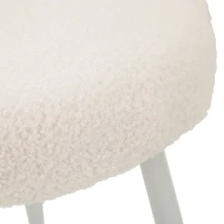 Sedie > Dmora Sedia Bianco Crema Grigio una Sedia Seduta in Tessuto Effetto Bouclè, Imbottito - Rishik Grigio, Bianco Crema