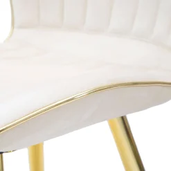 Sedia Bianco Crema oro 2 Sedie Rivestimento in Velluto, Imbottito - Bohinj