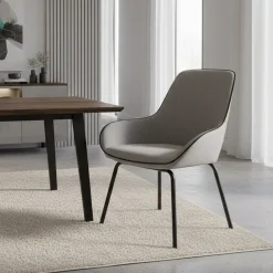 Sedia comoda imbottita in tessuto grigio - Arpaia