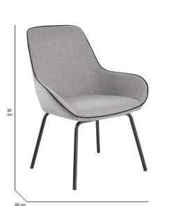 Sedia comoda imbottita in tessuto grigio - Arpaia