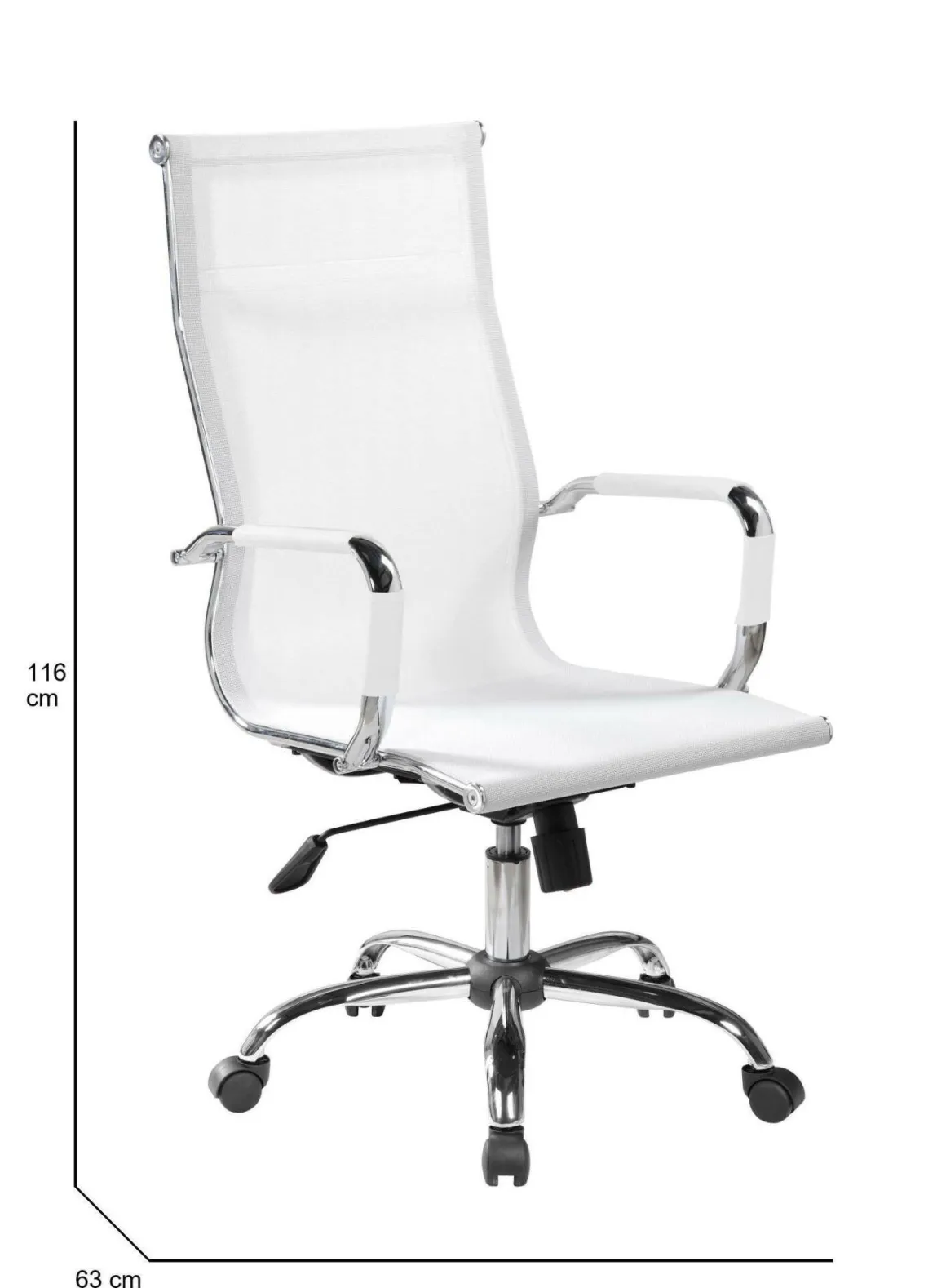 Sedia con Ruote Bianco Regolabile Imbottito, 5 Ruote - Asuni
