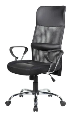 Sedia con ruote da ufficio imbottita con braccioli in tessuto nera - Ateleta