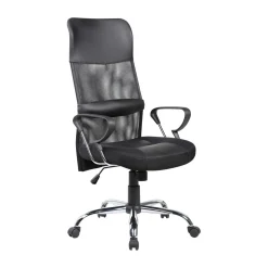 Sedia con ruote da ufficio imbottita con braccioli in tessuto nera - Ateleta